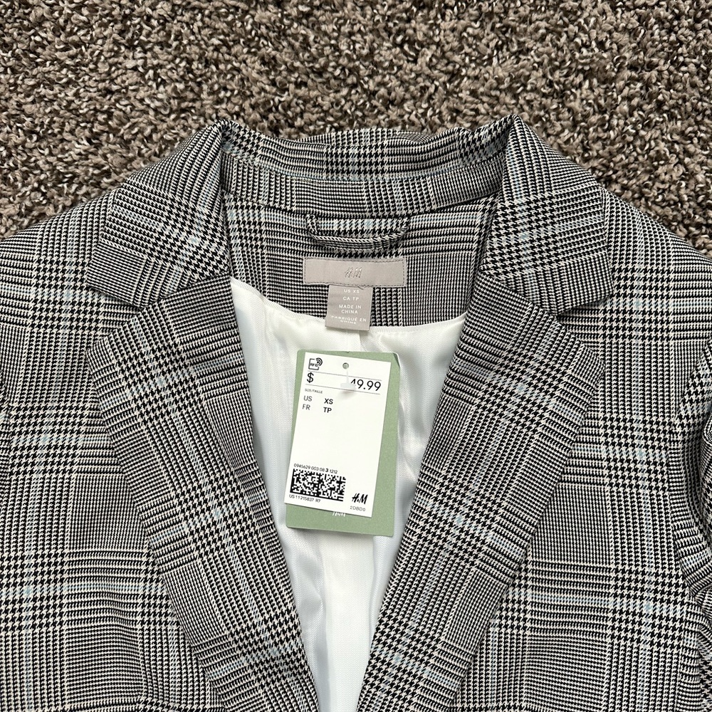 Plaid Gray Blazer Jacket - Picture 2 of 3